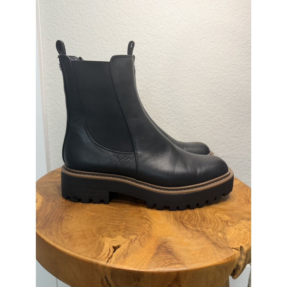 Sam Edelman Sz 8.5M Black Leather Laguna Chelsea Boot Waterproof Lug Sole BR20-9 - Picture 4 of 10